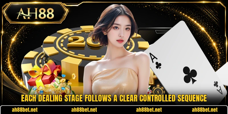 Each dealing stage follows a clear controlled sequence