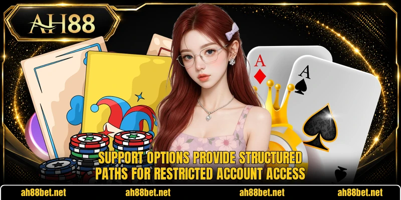 Support options provide structured paths for restricted account access